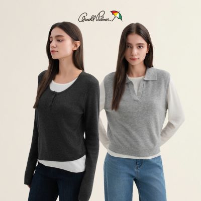 Arnold Palmer -女裝-假兩件薄長袖針織衫-多色選