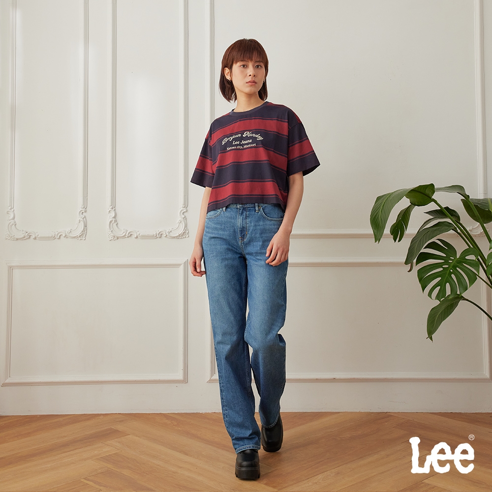 Lee 女款 429 標準修身中腰直筒牛仔褲 JADE AIR系列 中藍洗水