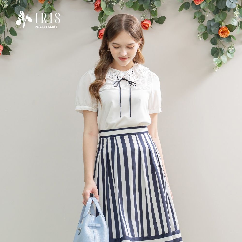 IRIS 艾莉詩-時尚寬條剪接裙-42214 (藍色)