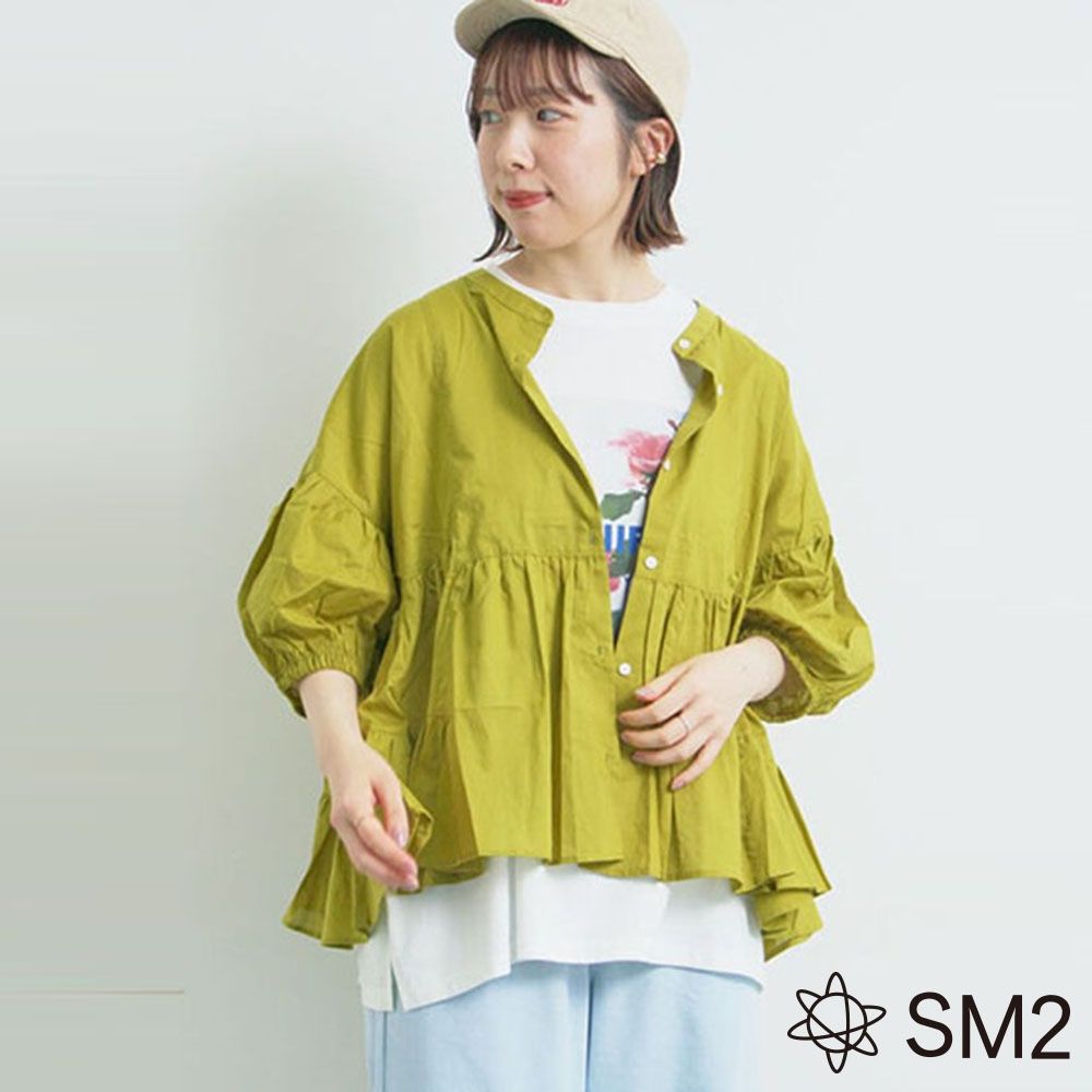 〚Samansa Mos2〛多種圖案印花傘狀荷葉下襬排釦襯衫