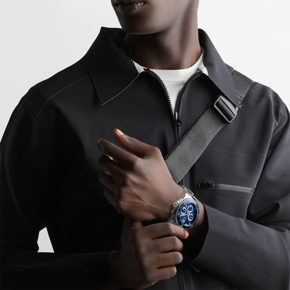 LONGINES 浪琴官方授權深海征服者浪鬼陶瓷計時潛水機械錶-藍x銀/41mm