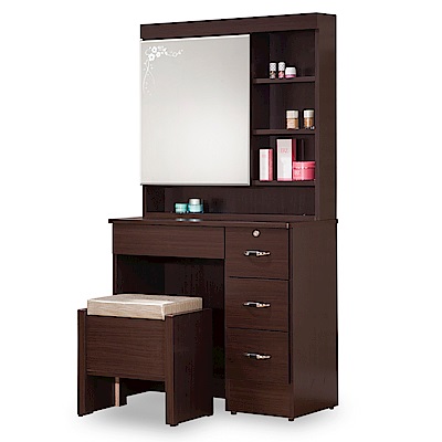 時尚屋 洛伊德2.7尺鏡臺-含椅子 寬81x深39x高153cm