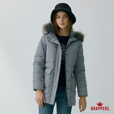 BRAPPERS 女款 可拆帽中長版羽絨外套-灰