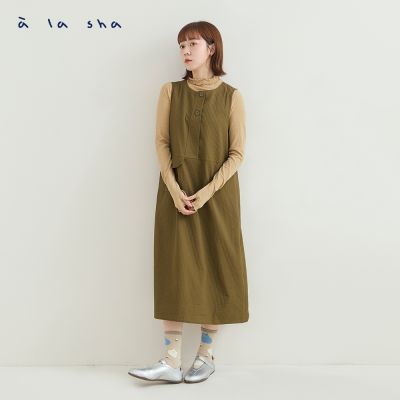 a la sha Polala悄悄話餅乾格紋背心洋裝