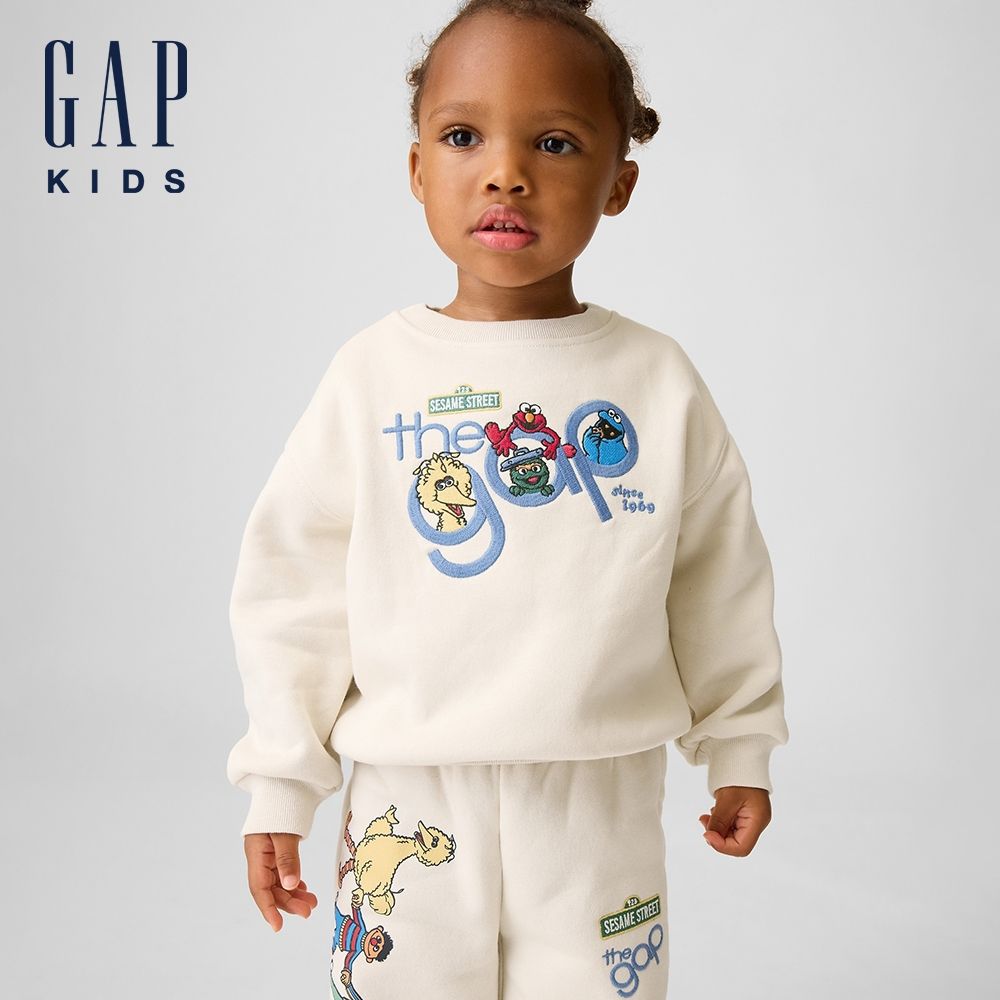 【GAP】嬰兒及幼兒VintageSoft Gap × Sesame Street芝麻街大學T-米色(915345) (米色)