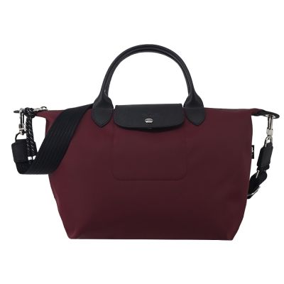LONGCHAMP LE PLIAGE ENERGY系列再生尼龍短把手提/斜背兩用包(大/酒紅)