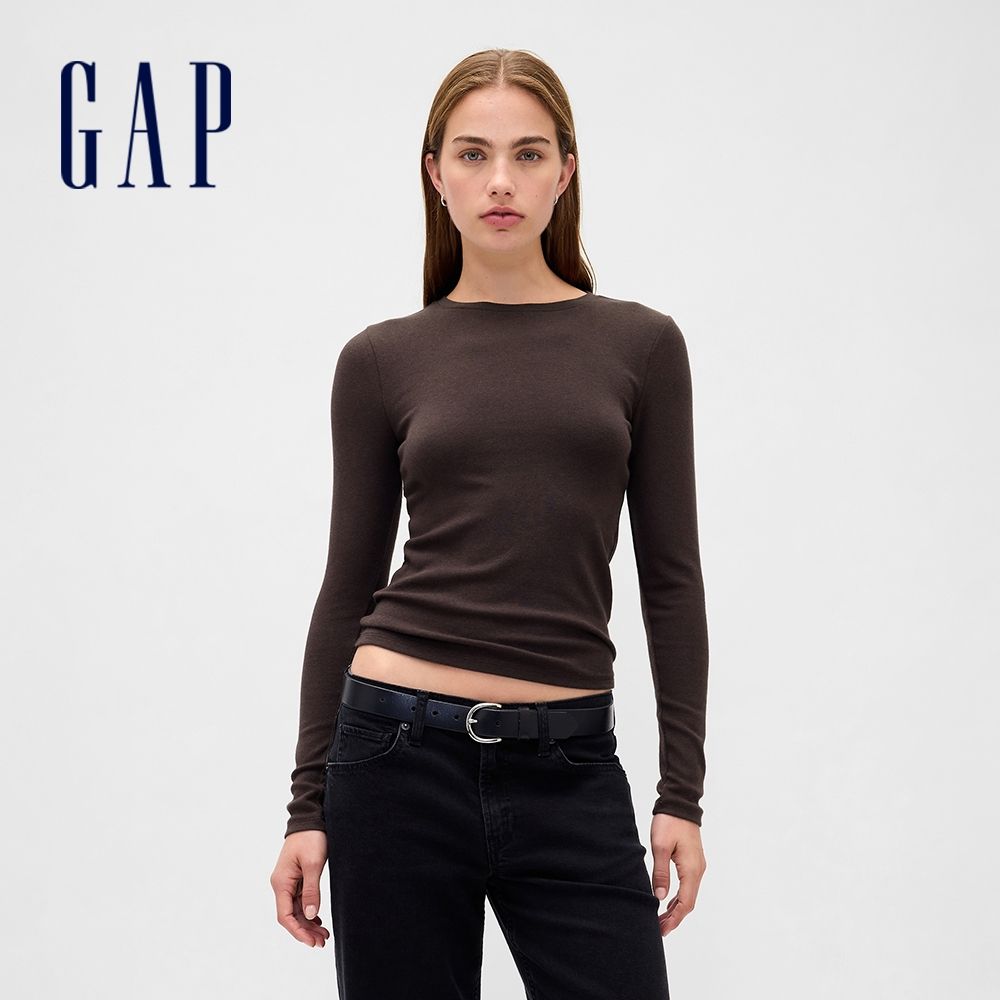 【GAP】時尚圓領T恤-大地棕(801470) (大地棕)