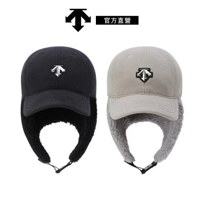【DESCENTE】迪桑特 SWISS SKI 中性 保暖抓絨護耳帽 飛行帽 滑雪軍帽(黑色/卡其色)