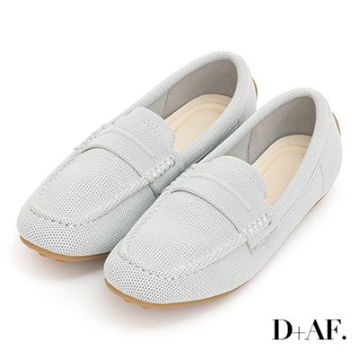 D+AF 【3D零感雲織鞋】通勤款樂福豆豆鞋 象牙灰