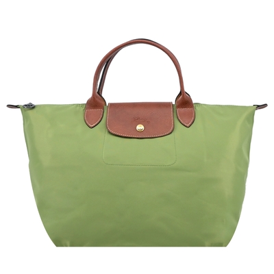 LONGCHAMP LE PLIAGE系列短把再生尼龍摺疊水餃包(中/苔蘚綠)