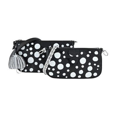 LOUIS VUITTON路易威登 Louis Vuitton LV x YK Infinity Dots 圓點印花粒面牛皮混合式二合一斜背袋(黑色)M46410
