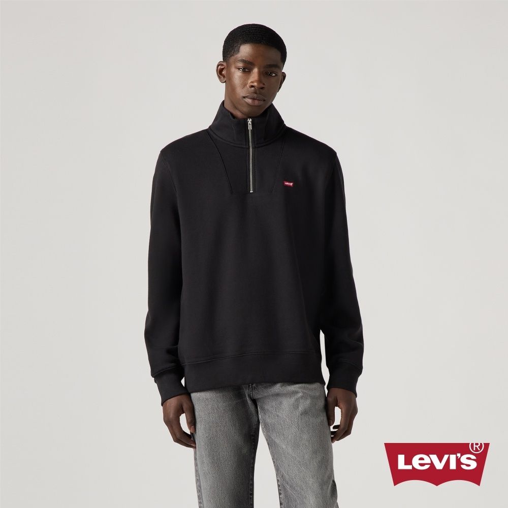 Levi's 經典四分之一拉鍊上衣 / 大學T / 黑 男生上衣 熱賣單品