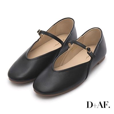 D+AF 首爾氣質V口平底瑪莉珍鞋 黑