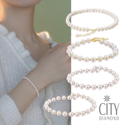【City Diamond 引雅】網路獨家 天然珍珠氣質韓風隔珠開口式手鍊-多款任選(職人工藝系列)