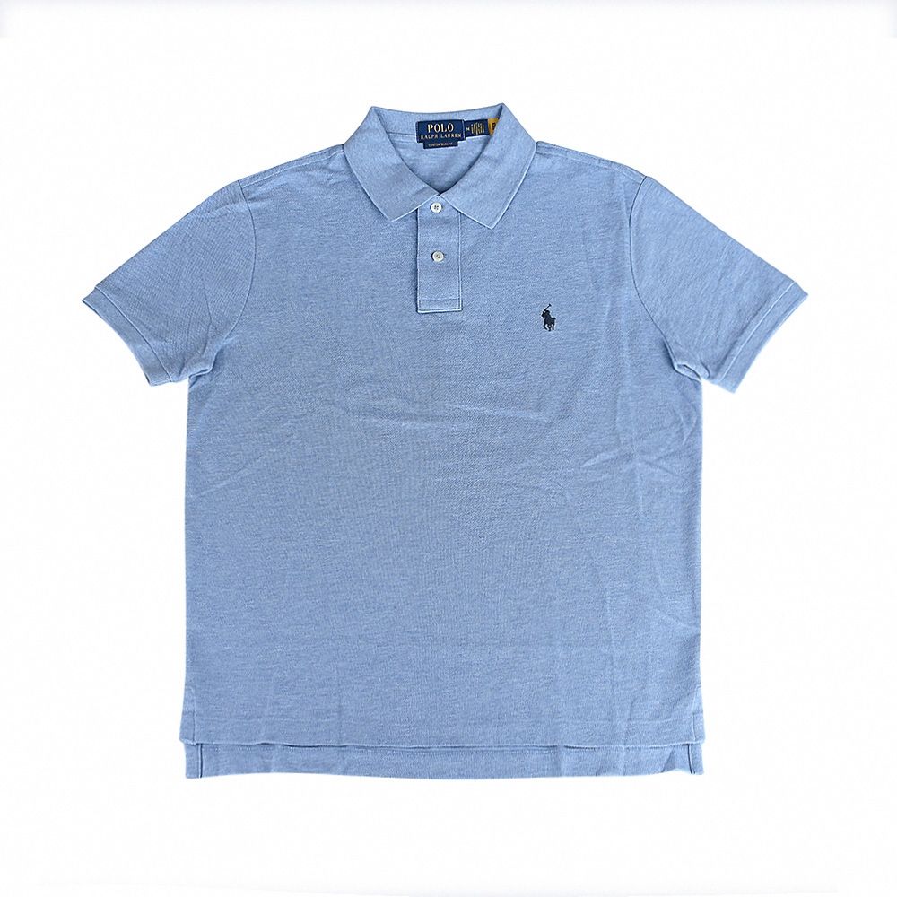 Polo RALPH LAUREN經典小馬刺繡Logo棉質Custom Slim Fit系列短袖Polo衫(淺藍)