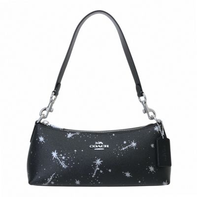 COACH 銀馬車雪花星圖騰手提/單肩包(黑)小款