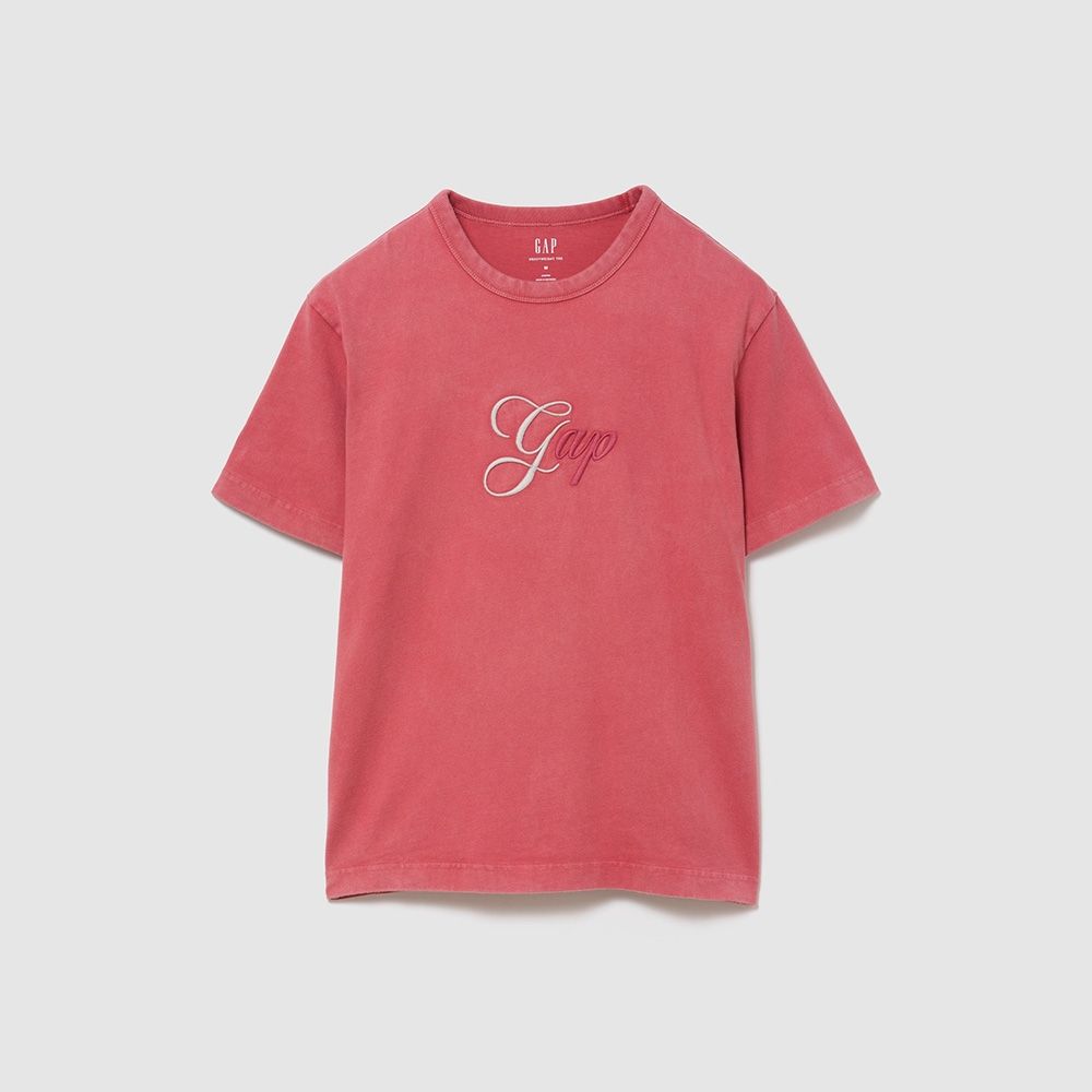 【GAP】重磅 Gap Logo T恤-灰霧藍/褪紅色/清新白/黑色(895178) (褪紅色)