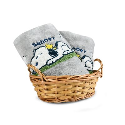 [2條]史努比Snoopy 絲光絨毛巾繡毛巾組(兩款)_morino
