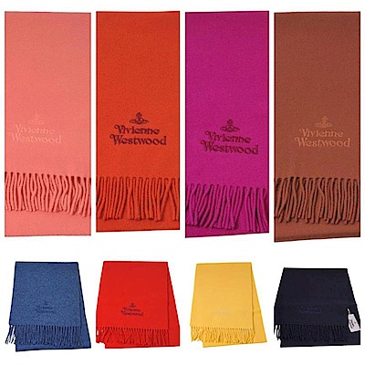 Vivienne Westwood 長版刺繡行星LOGO羊毛圍巾