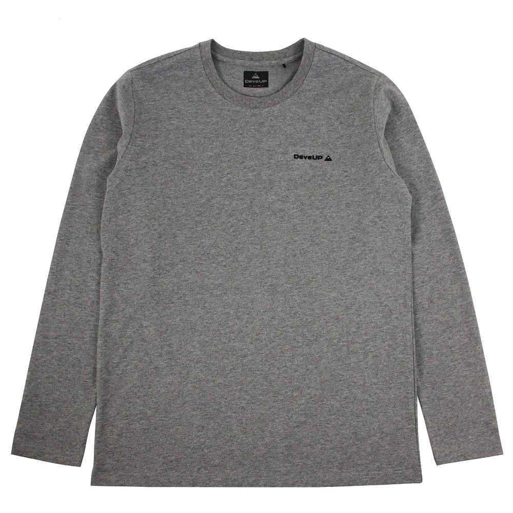 DeveUP - 棉質長袖圓領LOGO-TEE (產品編號 : D02431 麻花灰 小童款)