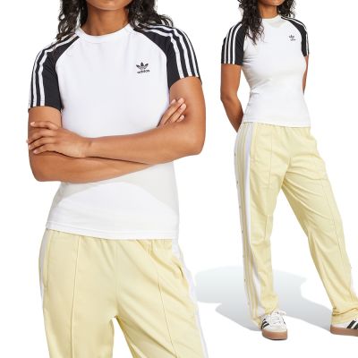 Adidas 3S Slim Tee 女款 白色 三條紋 插肩 修身 休閒 短袖 JD0834