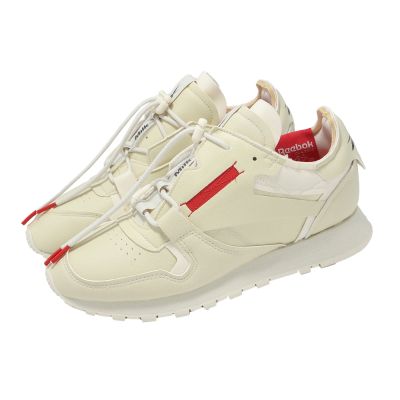 Reebok 慢跑鞋 Classic Vegan 男鞋 米 紅 解構 皮革 復古 抽繩 IG9802