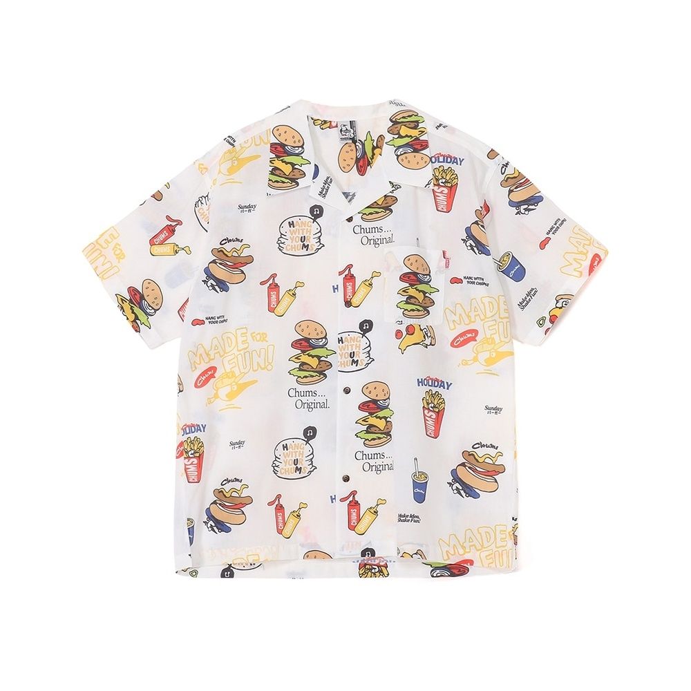CHUMS Food Pattern S/S Shirt 男 短袖襯衫 白色 CH021264W001