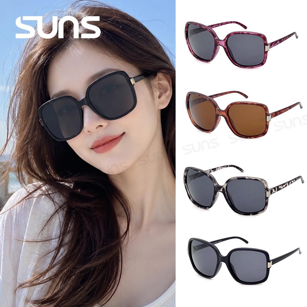 【SUNS】Polarized抗UV 法式復古經典方框 時尚大框偏光墨鏡 輕量/防眩光/抗UV400