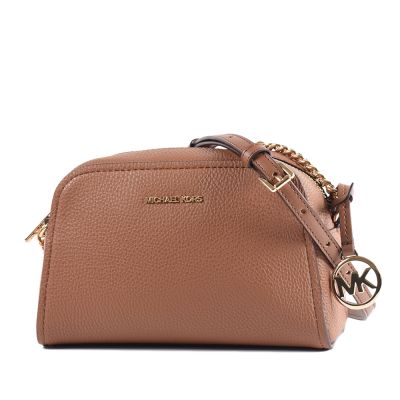 MICHAEL KORS Ashton 荔枝紋拉鍊斜背相機包-焦糖色