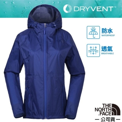 6折【美國 The North Face】女款 防風防水透氣連帽外套.夾克/風雨衣/可打包式插手袋/DryVent 全壓膠.非Gore Tex/ 3CHS-ZDE 鳶尾藍 V