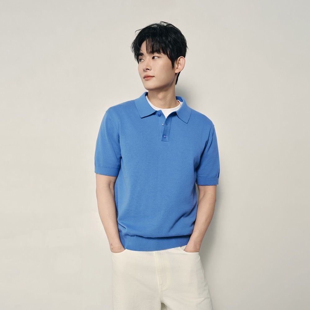 GIORDANO 韓國同款 男裝純棉短袖休閒POLO衫【多色任選】 (96 卡普里藍)
