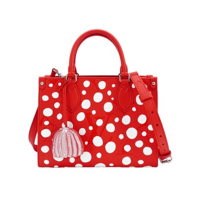 LOUIS VUITTON路易威登 Louis Vuitton LV路易威登 x YK 草間彌生 OnTheGo PM 圓點壓花牛皮二用包(M46412-紅)