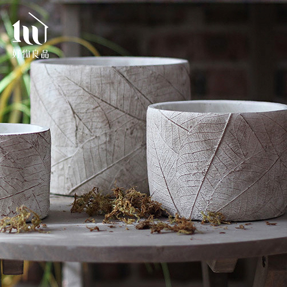 好物良品】手作葉脈水泥盆栽花盆花器(陽台多肉植物盆器花藝裝飾品擺