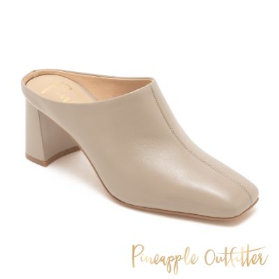 Pineapple Outfitter-現代復古真皮方頭高跟穆勒拖鞋 T261-1-灰色