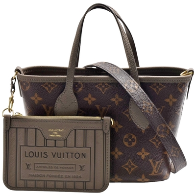 LOUIS VUITTON路易威登 LV M12109經典Neverfull Bandoulière Inside Out BB雙面手提/斜背包(灰色)