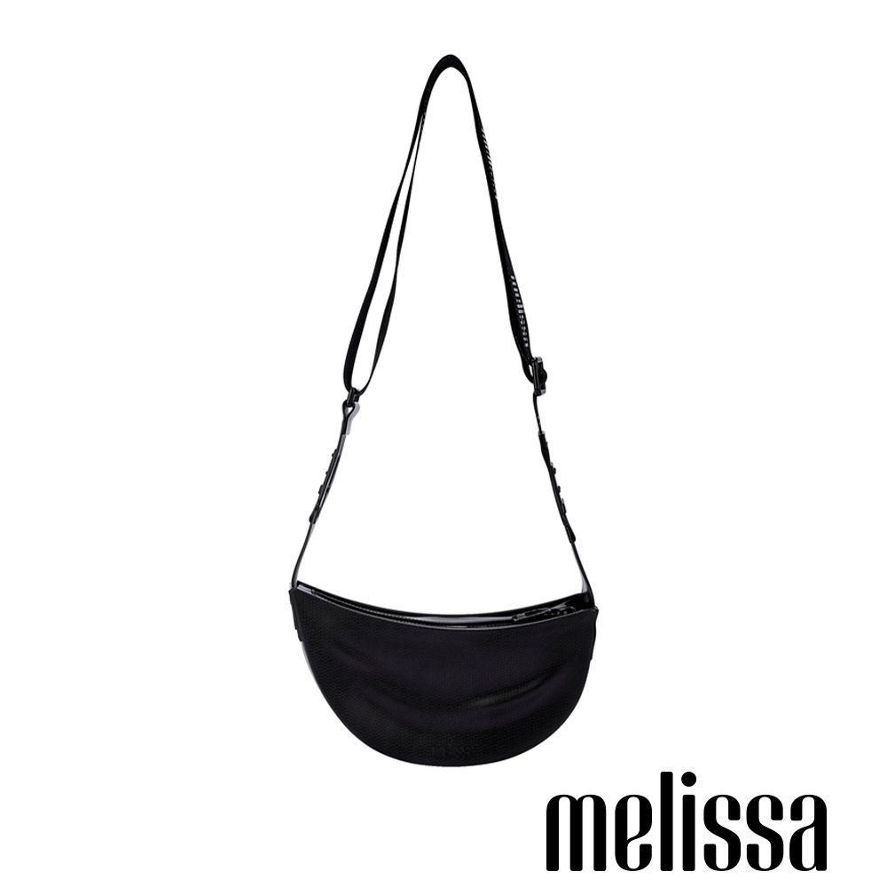 Melissa-簡約素面寬帶側背包-黑色