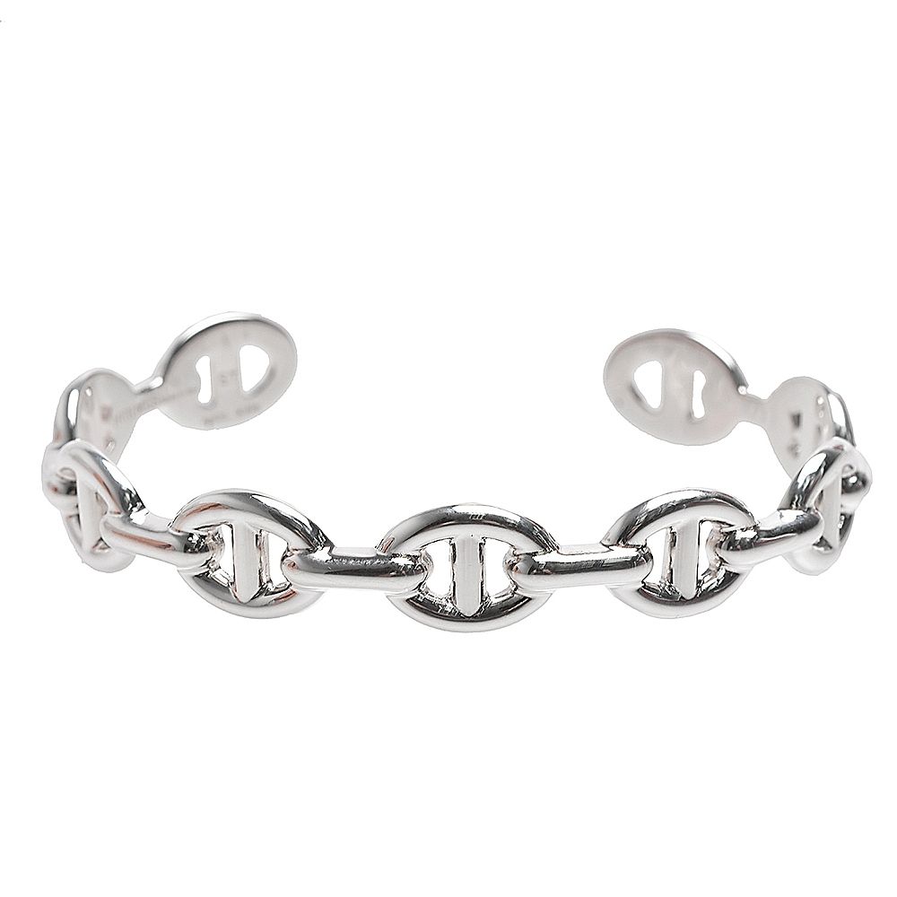 HERMES Chaine d'ancre Enchainee 925純銀半圈豬鼻子手環(LG)