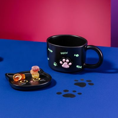 星巴克 夜眸黑貓夜光馬克杯組