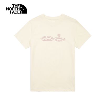 【The North Face 官方旗艦】北面女款米白色胸前圖案印花短袖T恤｜8JSMQLI