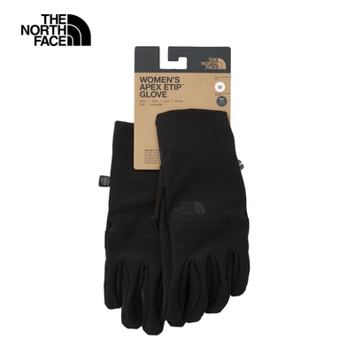 【The North Face 官方旗艦】 北面女款黑色DWR防潑水可觸控手套｜89RAJK3