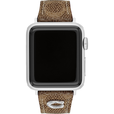 COACH Apple Watch 錶帶 38/40/41mm 適用 C字皮錶帶 寵愛媽媽 送禮推薦 - 咖啡色 (不含手錶)