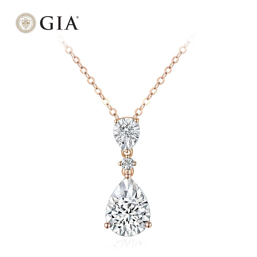 King Star GIA 30分無色等級3EX 18K玫瑰金天然鑽石項鍊浪漫水滴(3 Excellent極優八心八箭) | 更多品牌|  Yahoo購物中心