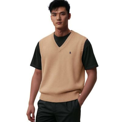 Polo Ralph Lauren RL 熱銷刺繡小馬針織毛衣背心-泰奶色