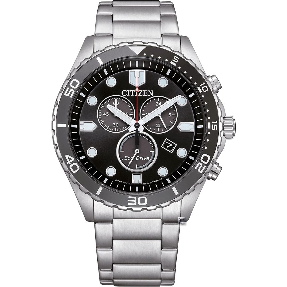 CITIZEN 星辰錶 Chronograph 運動型計時腕錶-43mm黑 AT2568-82E