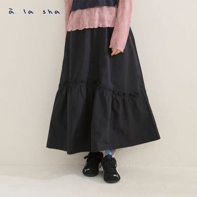 a la sha 簡約抽皺長裙