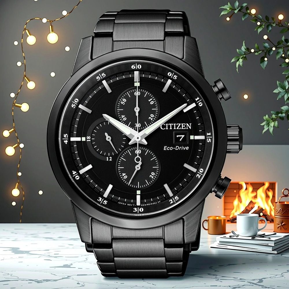 CITIZEN 星辰光動能城市計時碼錶618限定禮遇送禮推薦-黑/43mm CA0615