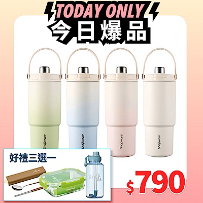【美國康寧】SNAPWARE 鋅light輕瓷保溫保冰奶蓋杯 950ml(四色任選)