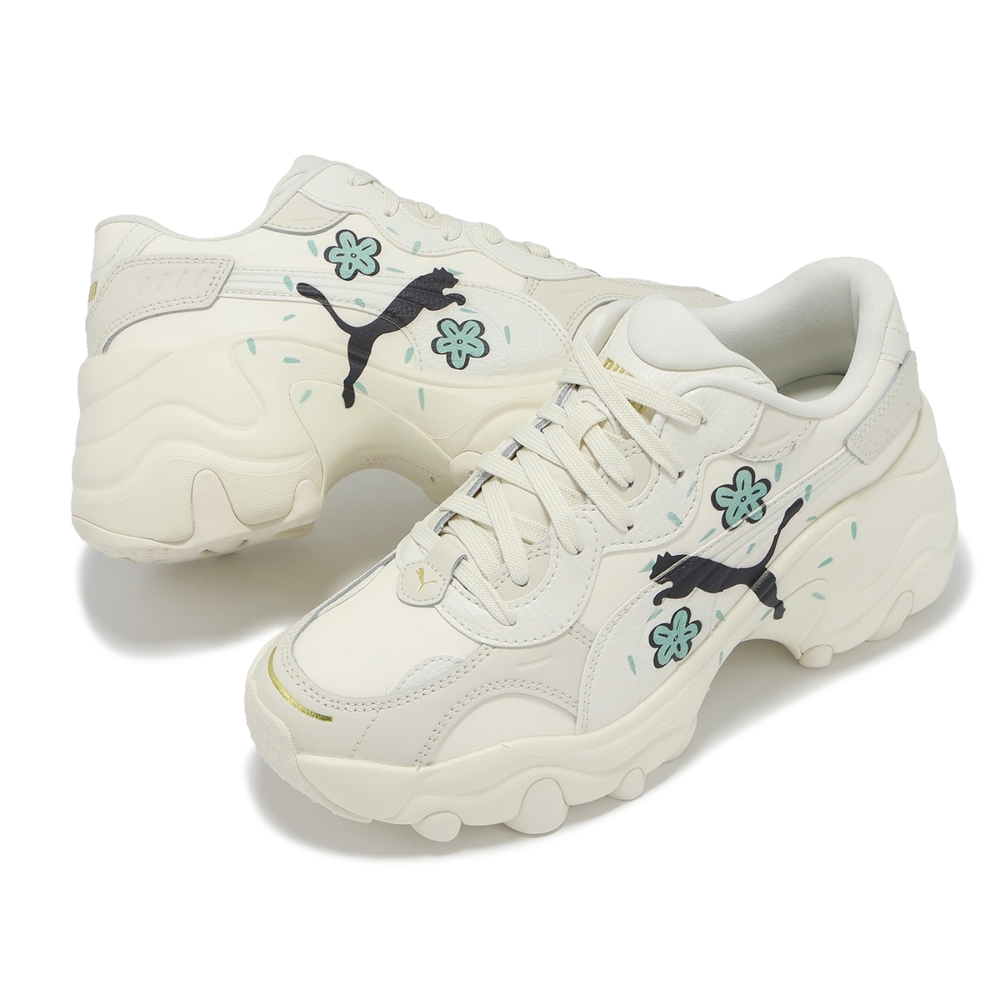Puma 休閒鞋Pulsar Wedge Wns Cat Logo 女鞋米白厚底增高老爹鞋