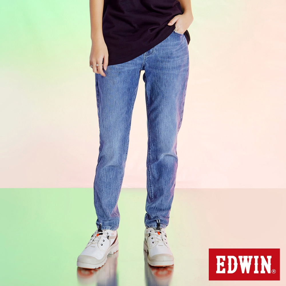 EDWIN 女裝 藍光動能全方位彈力錐形牛仔褲-石洗藍