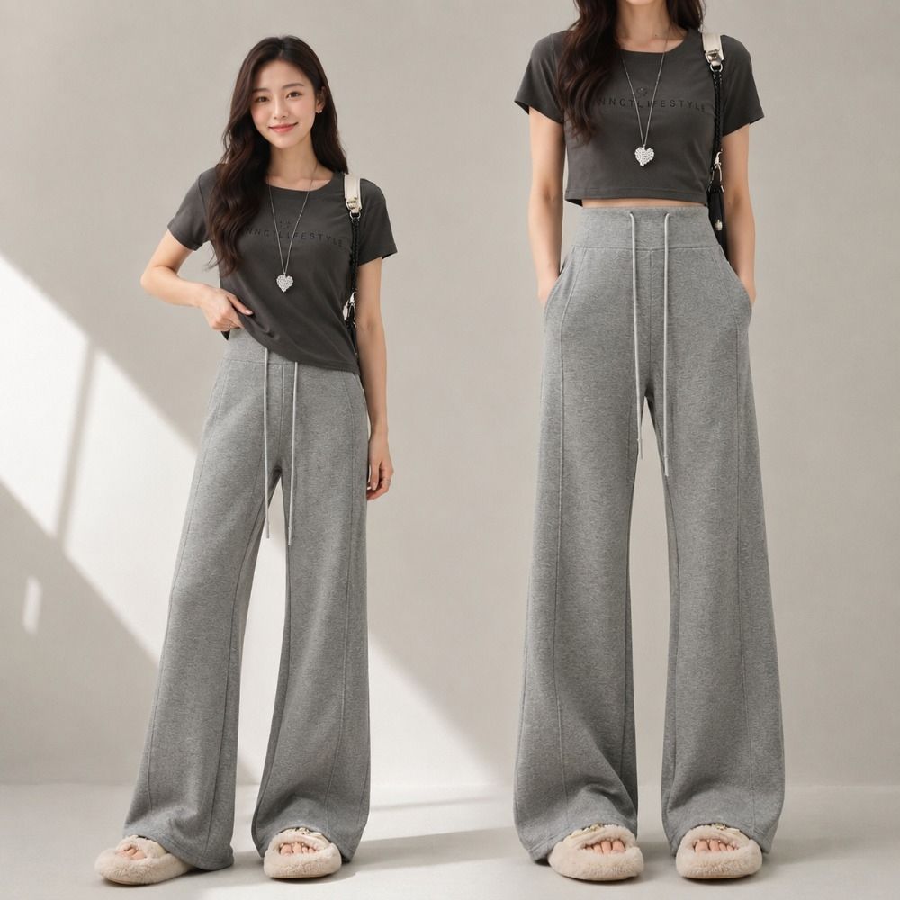 【Amore】顯瘦爆款涼感百搭多款長褲（四款任選） (B款-喇叭褲-灰色)